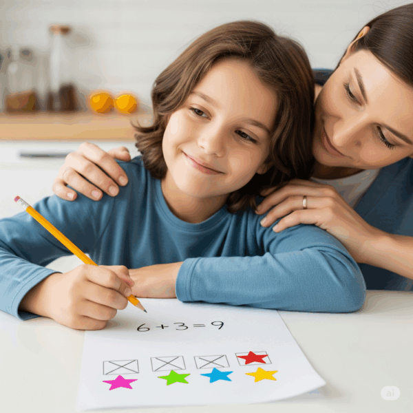 Mum-helping Mum helping child with maths