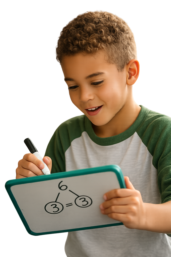 Primary school child experiencing the moment of understanding in maths